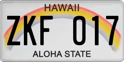 HI license plate ZKF017