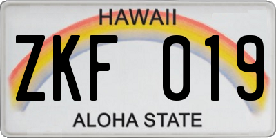HI license plate ZKF019