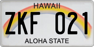 HI license plate ZKF021
