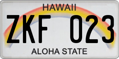 HI license plate ZKF023