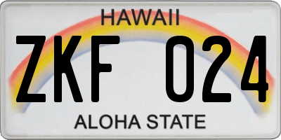 HI license plate ZKF024