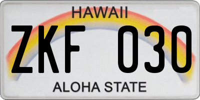 HI license plate ZKF030