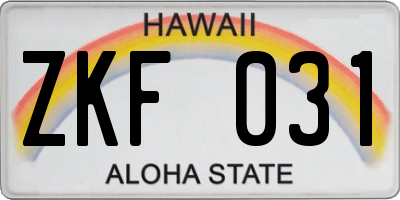 HI license plate ZKF031
