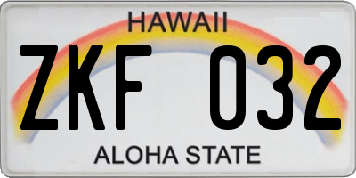 HI license plate ZKF032