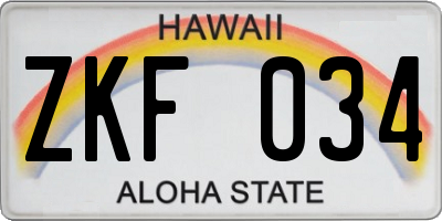 HI license plate ZKF034