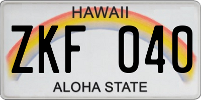 HI license plate ZKF040