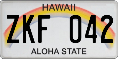 HI license plate ZKF042