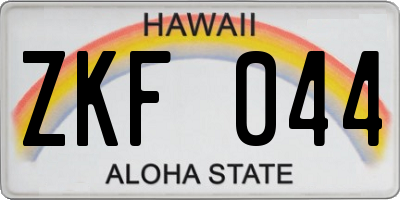 HI license plate ZKF044