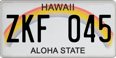 HI license plate ZKF045