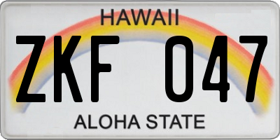 HI license plate ZKF047