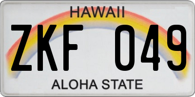 HI license plate ZKF049