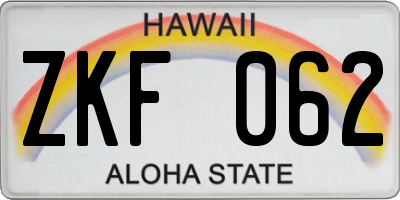 HI license plate ZKF062