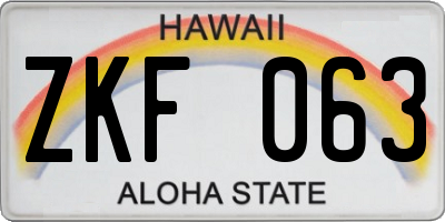 HI license plate ZKF063
