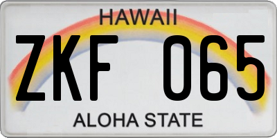 HI license plate ZKF065