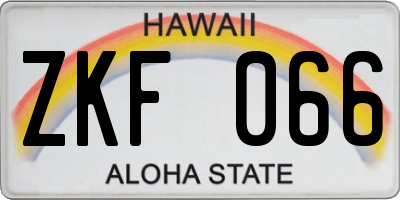 HI license plate ZKF066