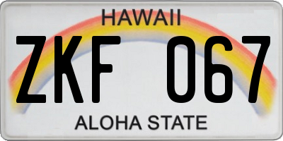 HI license plate ZKF067