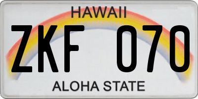 HI license plate ZKF070