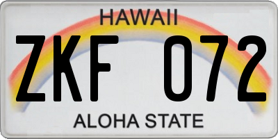 HI license plate ZKF072