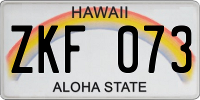 HI license plate ZKF073