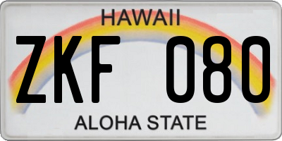 HI license plate ZKF080