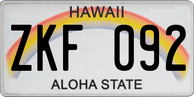 HI license plate ZKF092