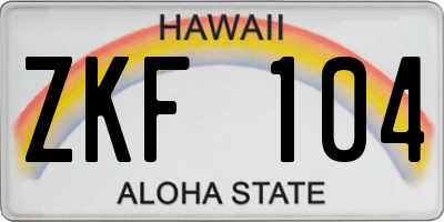 HI license plate ZKF104
