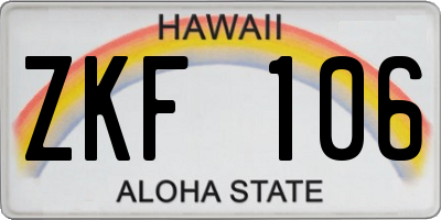 HI license plate ZKF106