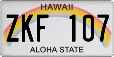 HI license plate ZKF107
