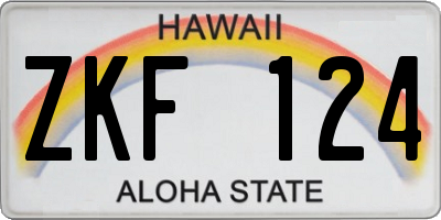 HI license plate ZKF124