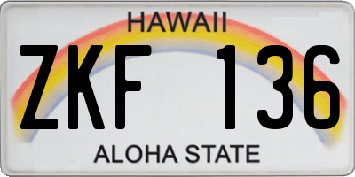 HI license plate ZKF136