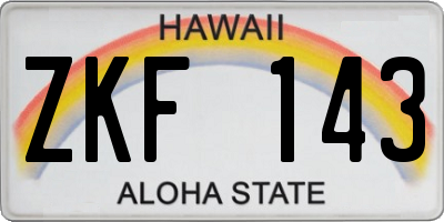 HI license plate ZKF143