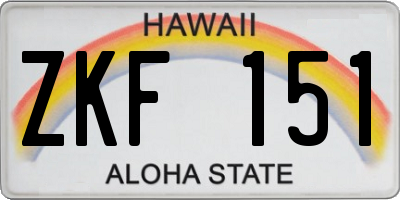 HI license plate ZKF151