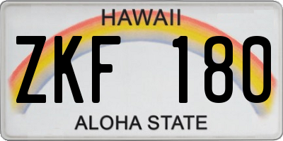HI license plate ZKF180