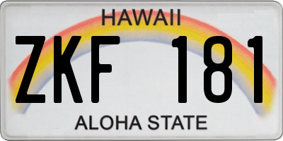 HI license plate ZKF181