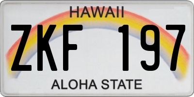 HI license plate ZKF197