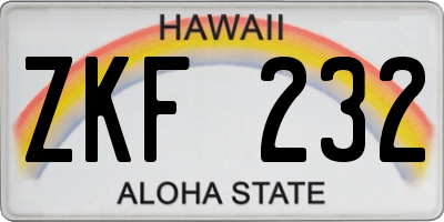 HI license plate ZKF232