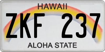HI license plate ZKF237