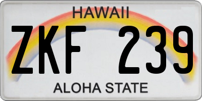 HI license plate ZKF239