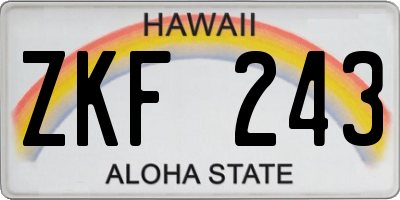 HI license plate ZKF243