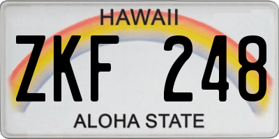 HI license plate ZKF248