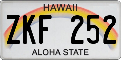 HI license plate ZKF252