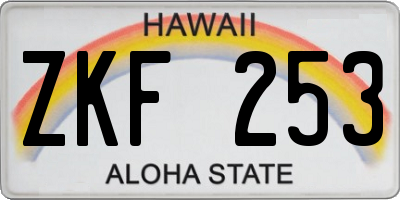 HI license plate ZKF253