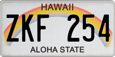 HI license plate ZKF254