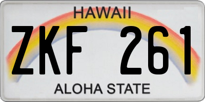 HI license plate ZKF261