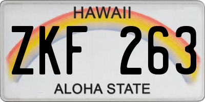 HI license plate ZKF263