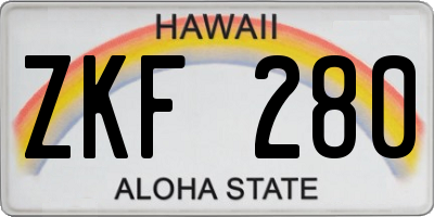 HI license plate ZKF280