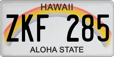 HI license plate ZKF285