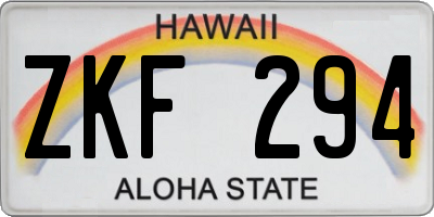 HI license plate ZKF294