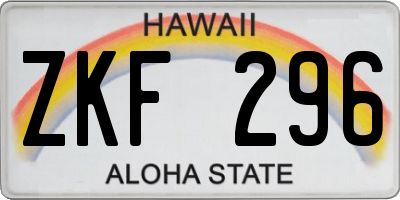 HI license plate ZKF296