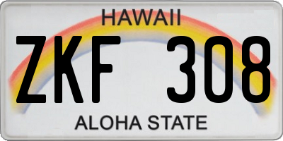 HI license plate ZKF308
